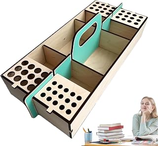 Caja De Almacenamiento Para Herramientas De Arte,Caja De Madera Para Herramientas Artísticas | Separadores Extraíbles, Cierre Seguro, Accesorios Para Artistas, Organizador Para Pinceles, Lápices, Prof