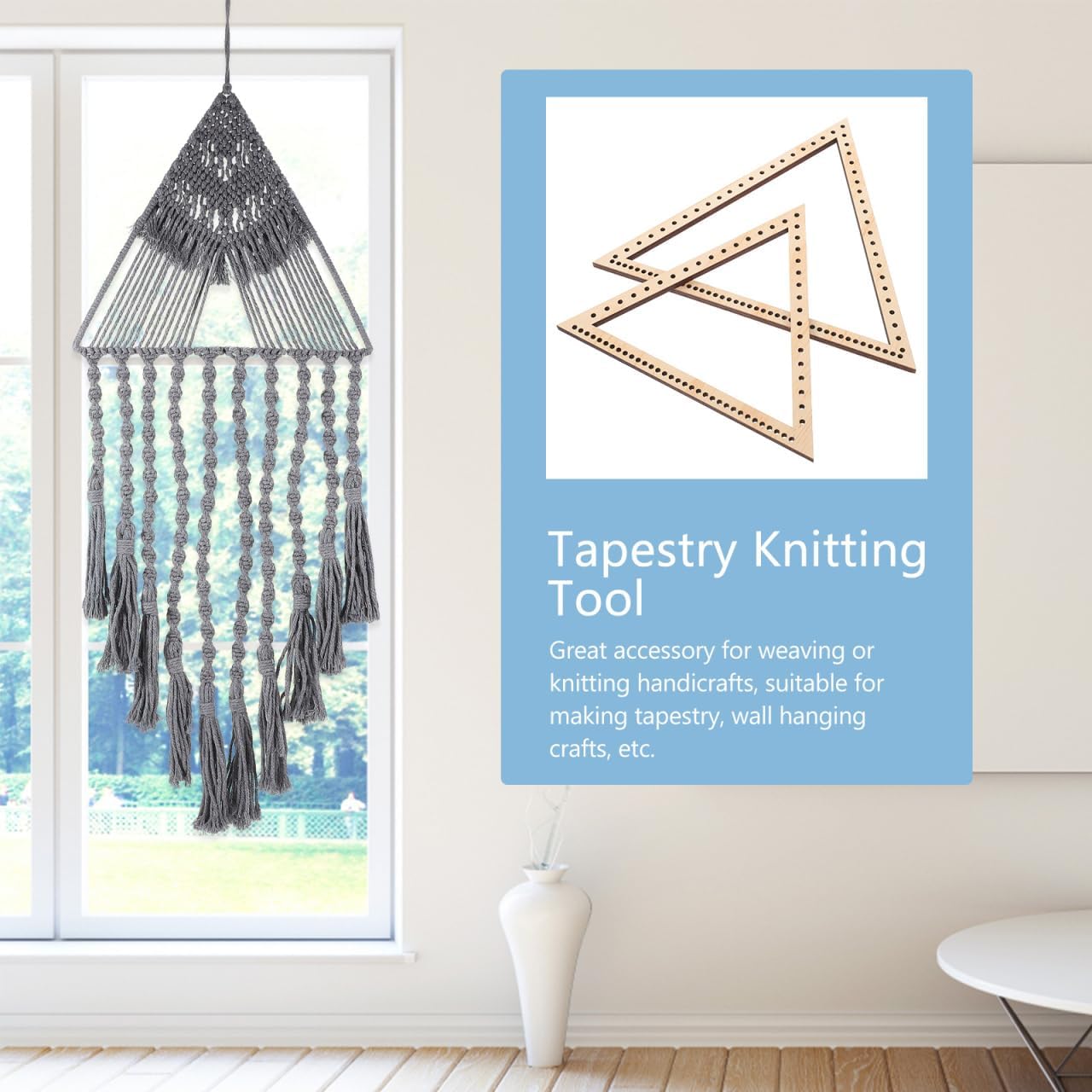 Triangle Weaving Looml Frame 2pcs Wooden Knitting Looml Frames for Wall Hanging Tapestry Dream Catcher Handicraft Weaving Supplies