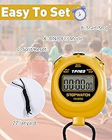 Vista 3 de Temporizador de cronógrafo simple: fácil de usar, configurar, leer y llevar: pantalla grande: encendido/apagado, batería AAA: ideal para Amarillo
