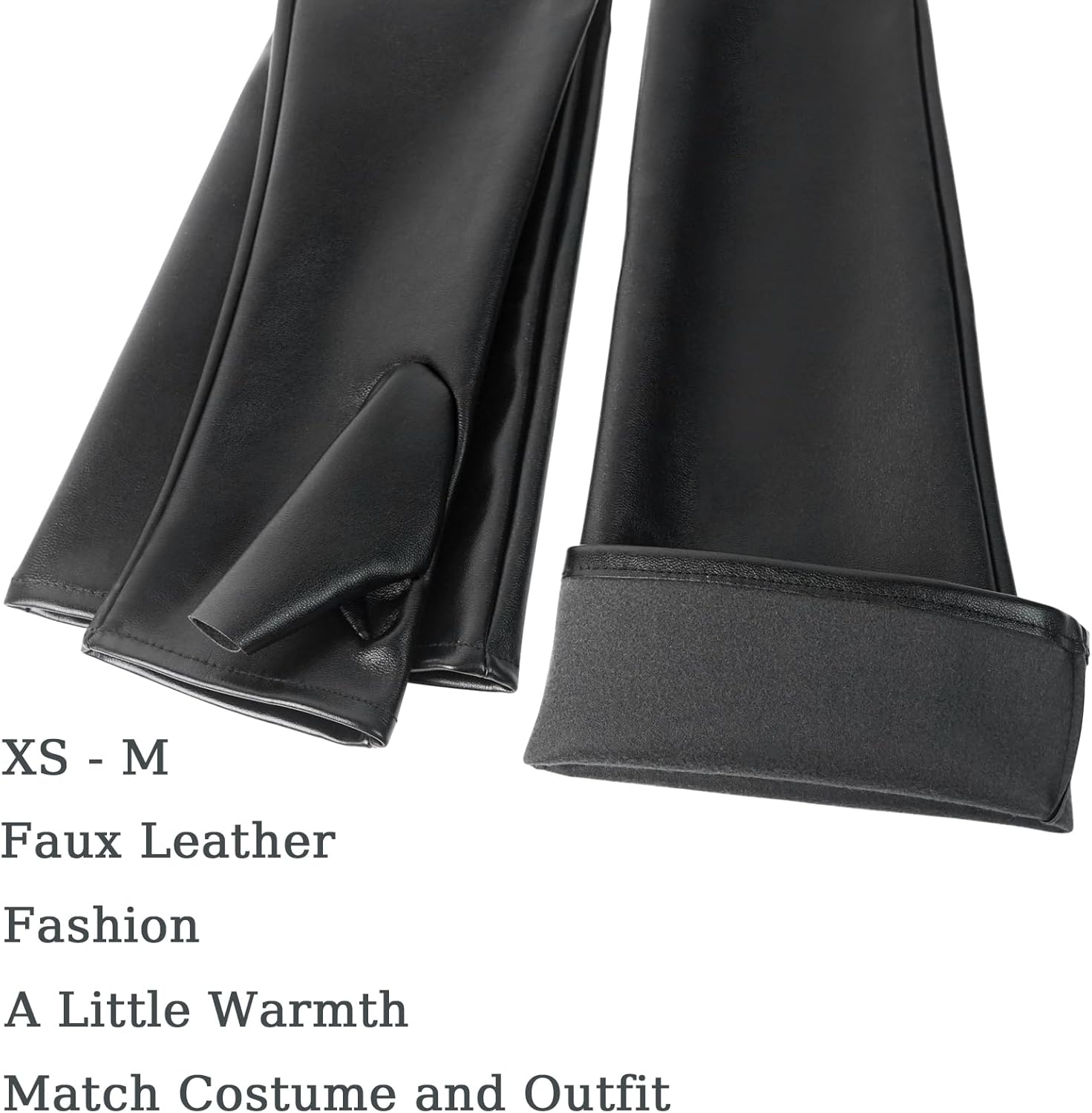 Luwint Long Fingerless Gloves, Faux Leather Women Elbow Length Sleeve for Dress Opera Party, Black (XS-M) - Image 5