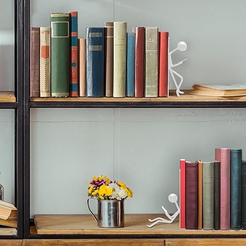 Miniatura 4 de Sujetalibros de escritorio de oficina únicos de metal resistente para uso como decoración de estanterías, hogar, oficina o estantes de cocina. Tapón