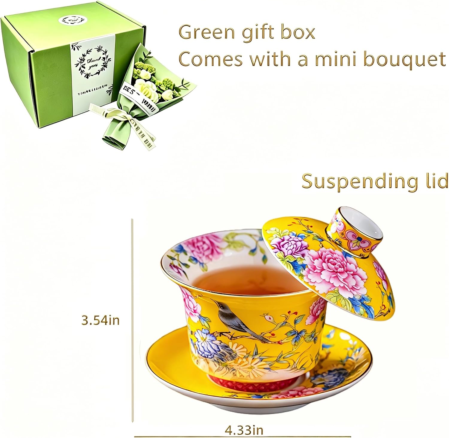 Elegant Enamel Glaze and Traditional Craftsmanship Gaiwan, 5.4oz/160ml Large Gaiwan, China Blue and White Porcelain Kung Fu Tea Cup and Saucer with Lid, Handmade Ceramic Teacups Tea Bowl Set