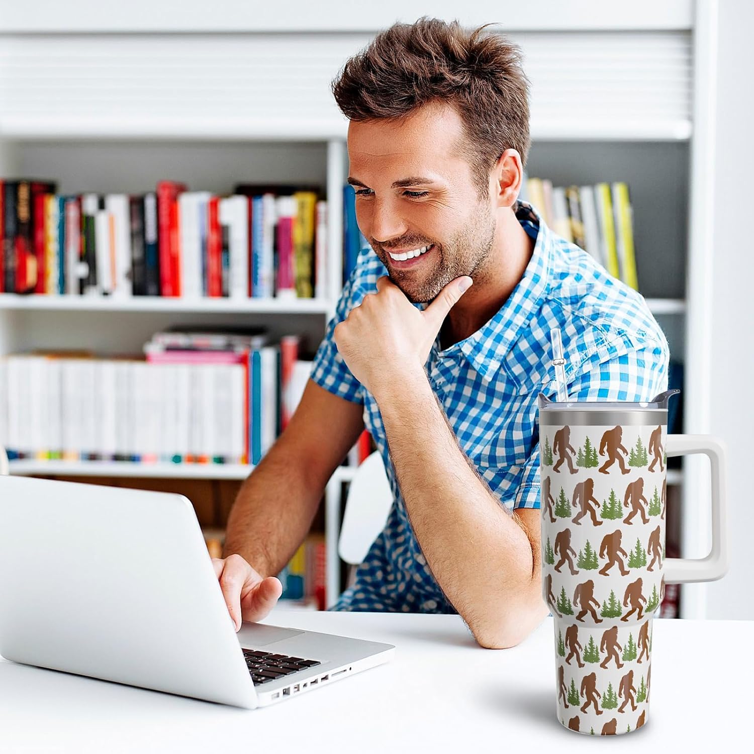 40oz Big/foot Tumbler with Handle - Sasquatch Gifts Cup for Dad Father's Day Birthday Christmas Gifts for Men - Image 5