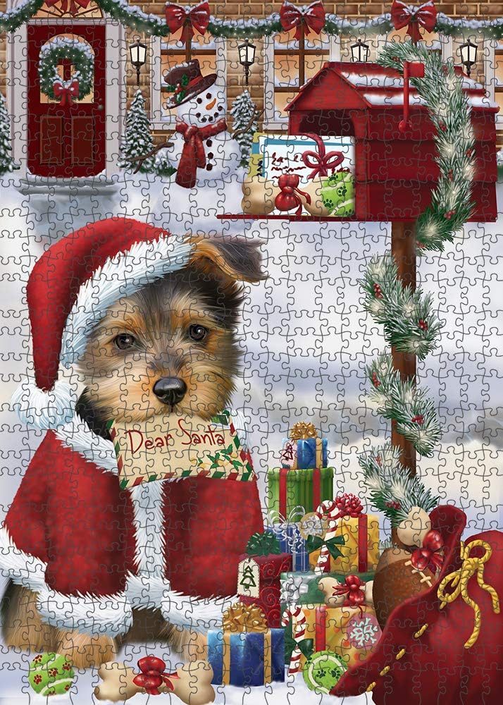 Dear Santa Mailbox Christmas Australian Terrier Dog Jigsaw Puzzle for Adults - Animal Printed Interlocking Puzzle Game Artwork - Gift for Dog Lover's - 1000 Pcs 29.5"x19.7", PZLE55520