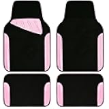CAR PASS Jelly Waterproof Universal Fit Car Floor Mats, Girly Car Carpet Mats with Anti-Slip Nibbs Backing & Driver Heel Pad Fit for SUV, Vans, sedans, Cute car mats of 4pcs for Women (Pink)