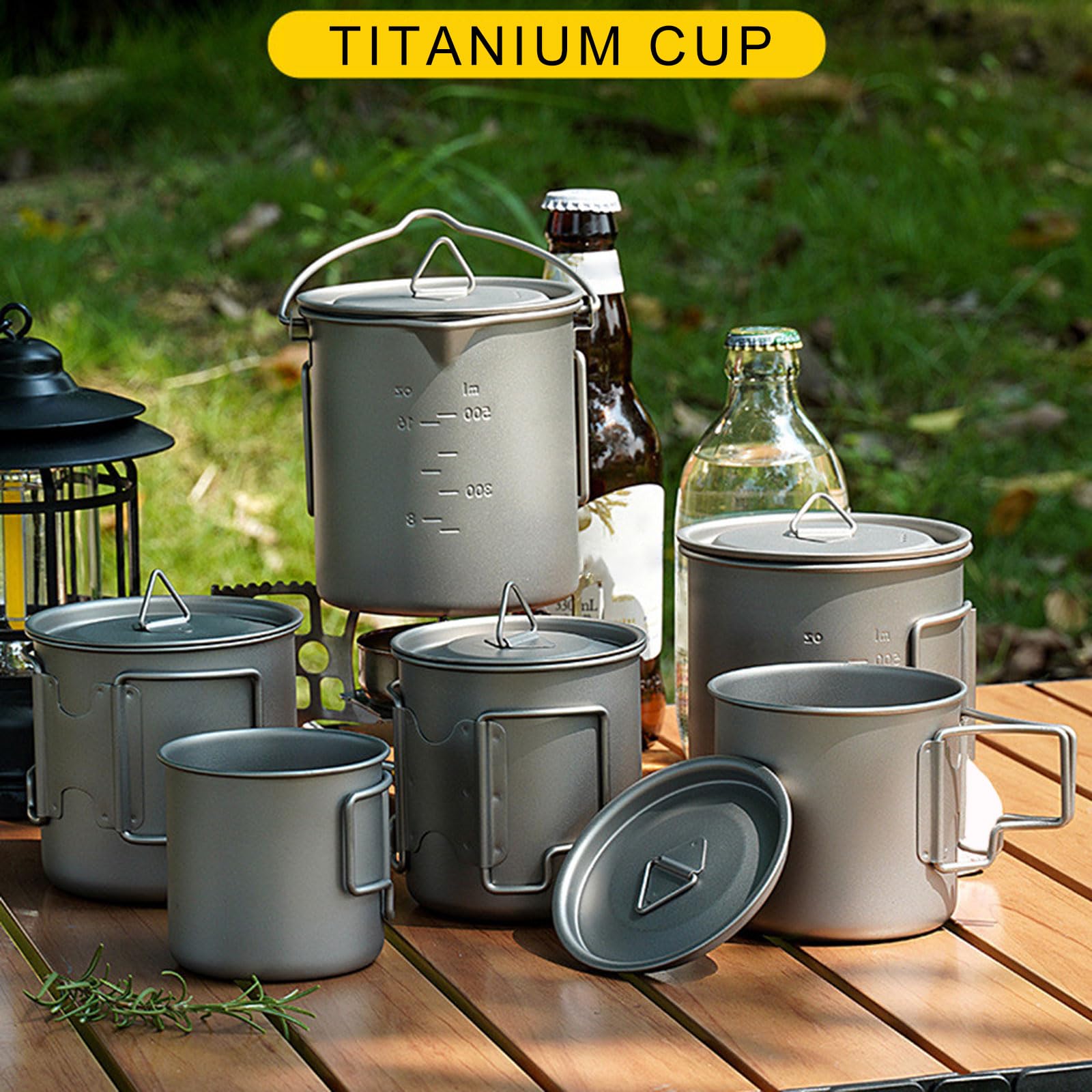 Tasse à café de camping portable avec couvercle pliable pour l'extérieur Tasse à eau Camping Pique-nique Tasse à eau Vaisselle Pique-nique Ustensiles