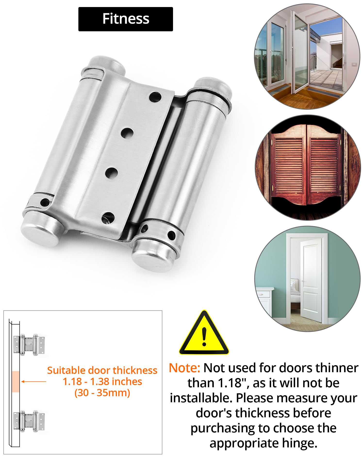 QWORK Heavy Duty Cafe Saloon Bars Door Swing Hinges, 4 Pack 3