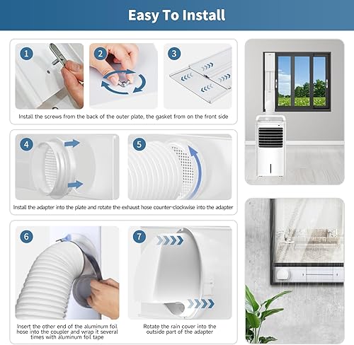 Miniatura 6 de Yipoch - Kit de ventilación portátil para ventana de aire acondicionado que incluye manguera de escape de 6.6 ft de 5.9 pulgadas, cubierta