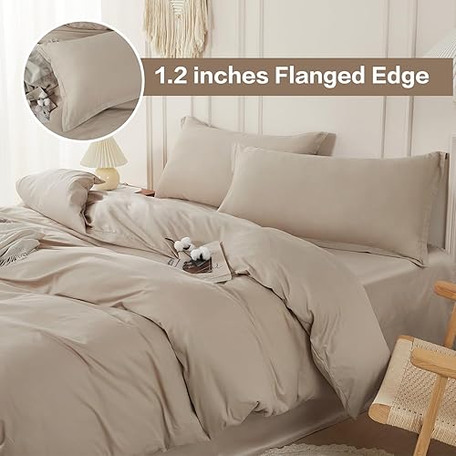 Miniatura 3 de SAPHREAS Juego de funda de edredón tamaño Queen 100% algodón orgánico, ropa de cama suave, funda de edredón con cierre de cremallera y lazos