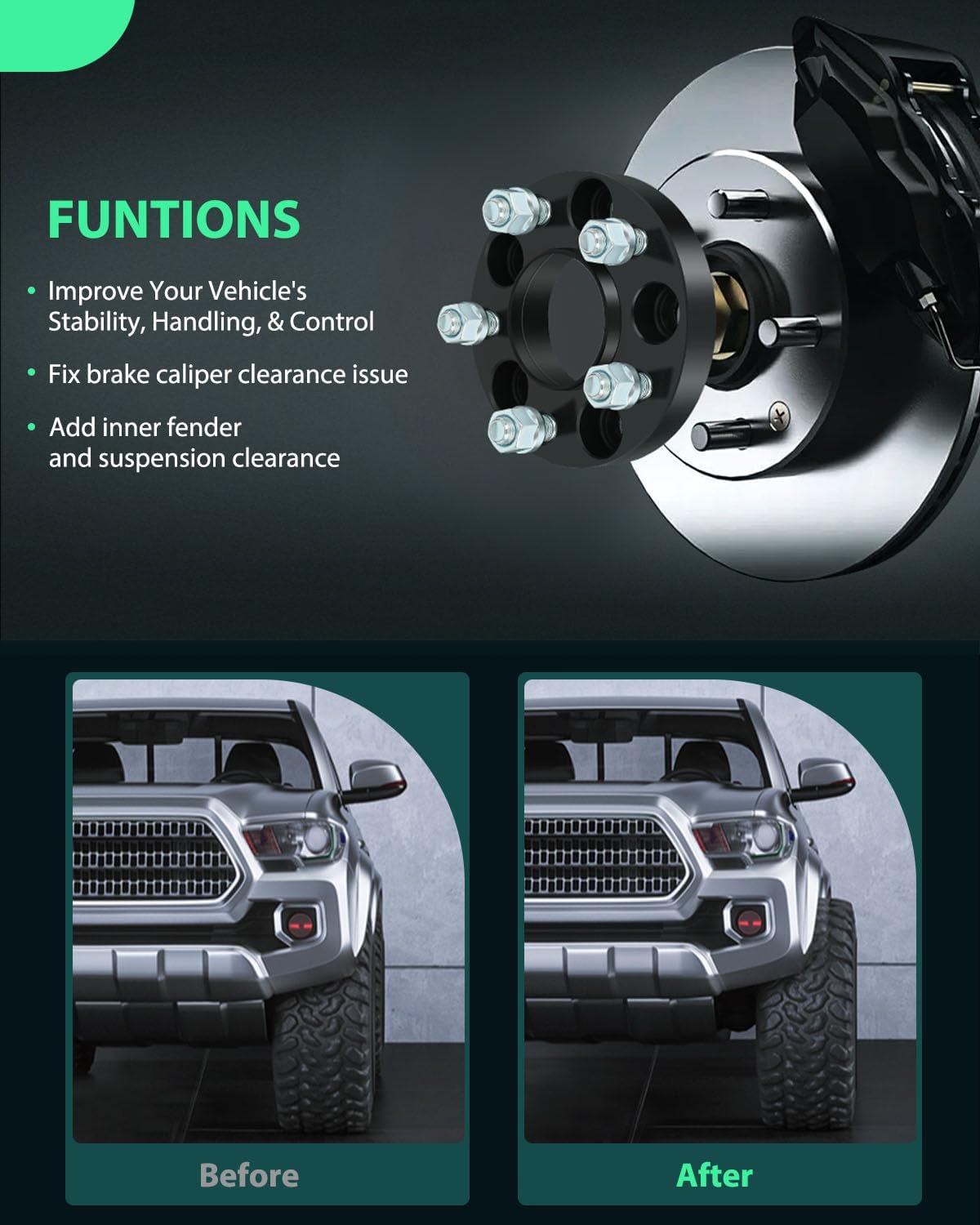 SCITOO 4Pcs 5x115 Wheel Spacers 1 inch Bore 71.5mm Studs 14x1.5 5 Lug Wheel Spacers Fit for Dodge Charger 2006-2022,for Dodge Challenger 2008-2022 - Image 4