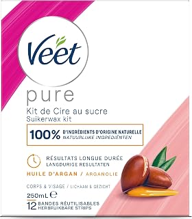 Veet Pure - Warm Wax with Sugar and Argan Oil - Strip-free Hair Removal - 100% Natural Ingredients - 250 ml