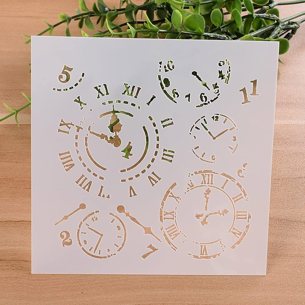 Reusable Stencils for Painting On Wood,13cm Vintage Clock DIY Layering Stencils