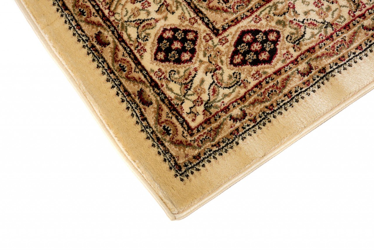 Tapiso YESEMEK klasyczny dywan z krótkim włosiem, orientalny dywan, wzór kwiatowy, wzór i bordiura w kolorze kremowo-beżowym, elegancki barokowy design, do salonu, Ökotex 160 x 220 cm