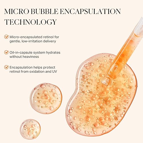 Miniatura 5 de Aceite facial de retinol al 1% con reafirmante, suavizante y brillante, suero de retinol para cara, aceite facial ligero de escualano para líneas