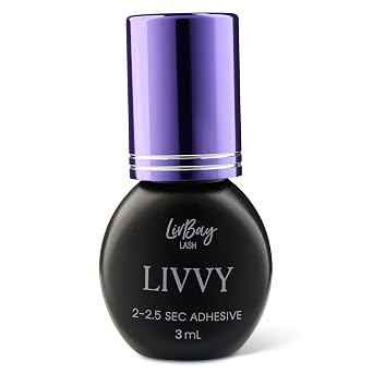 LivBay Mini Livvy Lash Adhesive, Black Eyelash Extension Glue, Low Fume Professional Black Eyelash Adhesive with 2s Drying Time, Thin Viscosity & 46 Weeks Retention for Lash Artists, 3ml