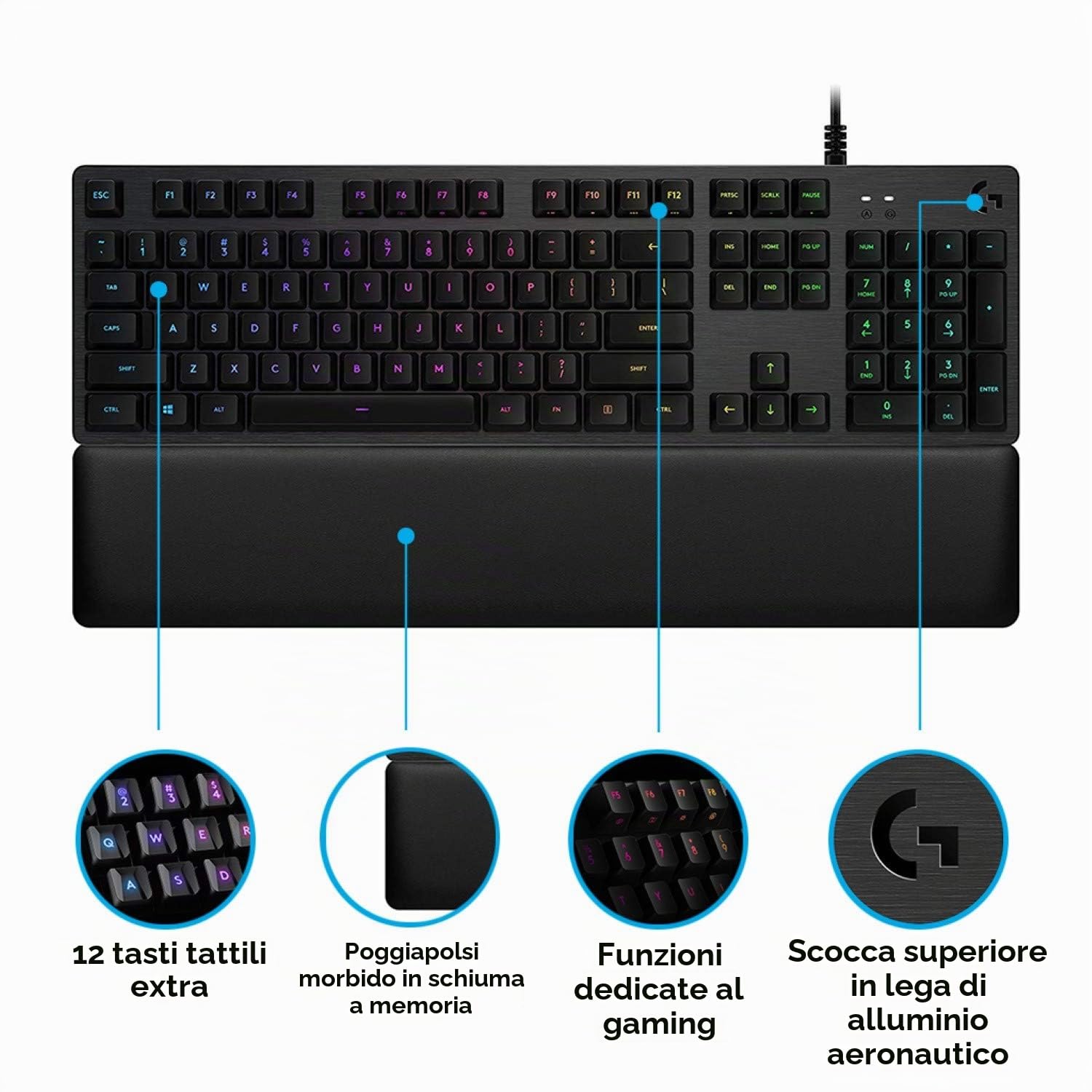 Logitech G G513 Tastiera Gaming Cablata - QWERTY US INT'L