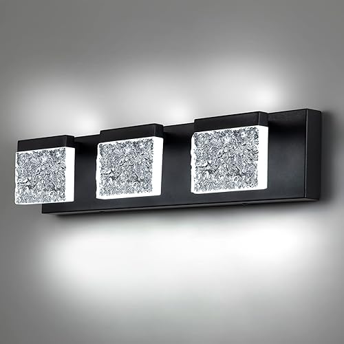 EDISLIVE Moderna lámpara de tocador de baño de 21.7 pulgadas, 3 luces LED regulables para pared de baño, para sala de estar, dormitorio, 6000 K