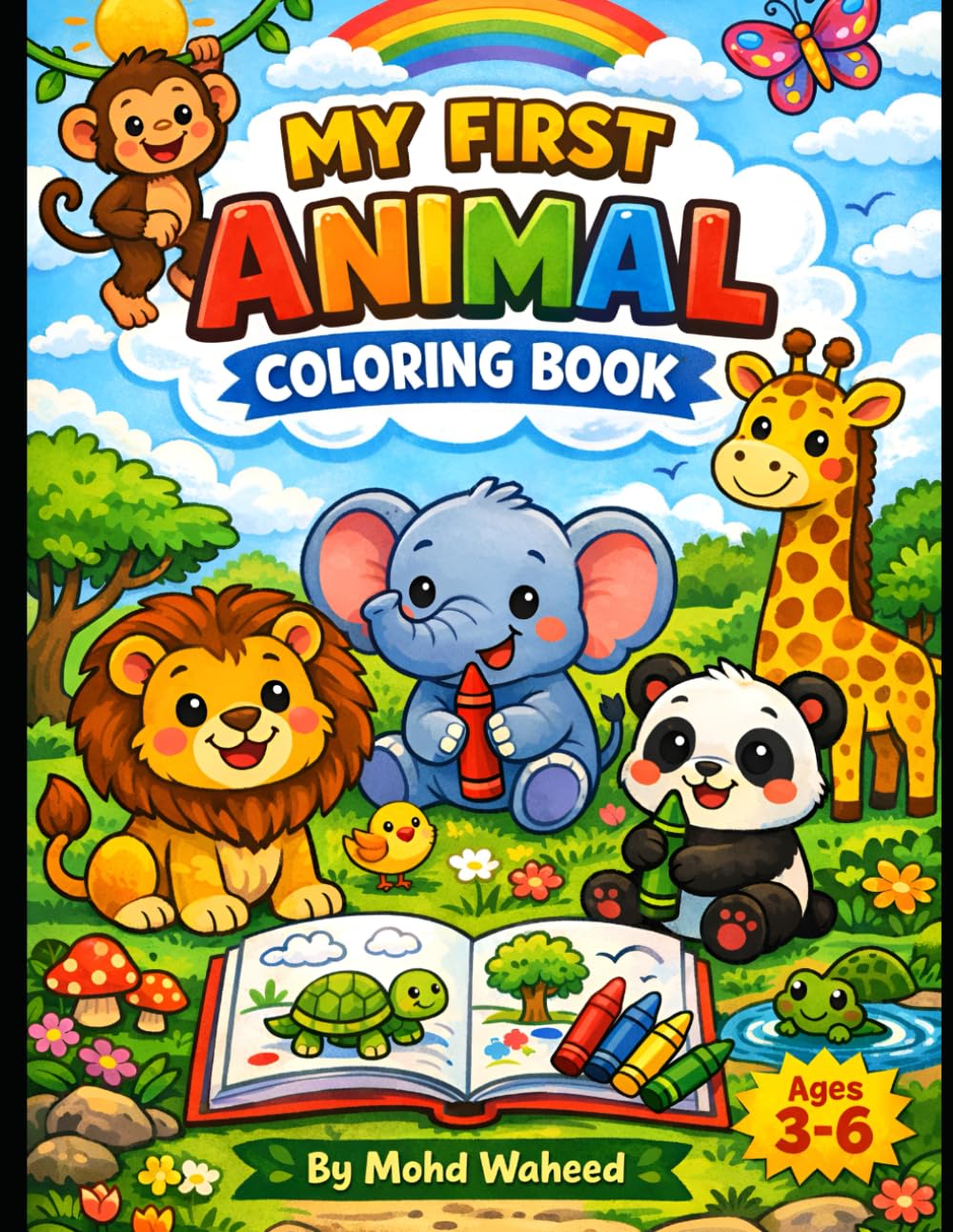 Animal Coloring Book for Kids Ages 3–6: Fun & Easy Cute Animal Coloring Pages for Toddlers and Preschoolers | Big Bold Designs to Boost Creativity and Motor Skills