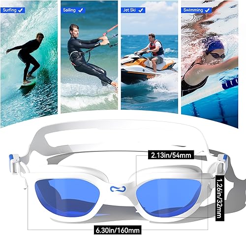 Miniatura 2 de COPOZZ Gafas de natación para mujeres adultas, gafas de natación para mujeres y hombres, antivaho sin fugas, protección UV para adultos