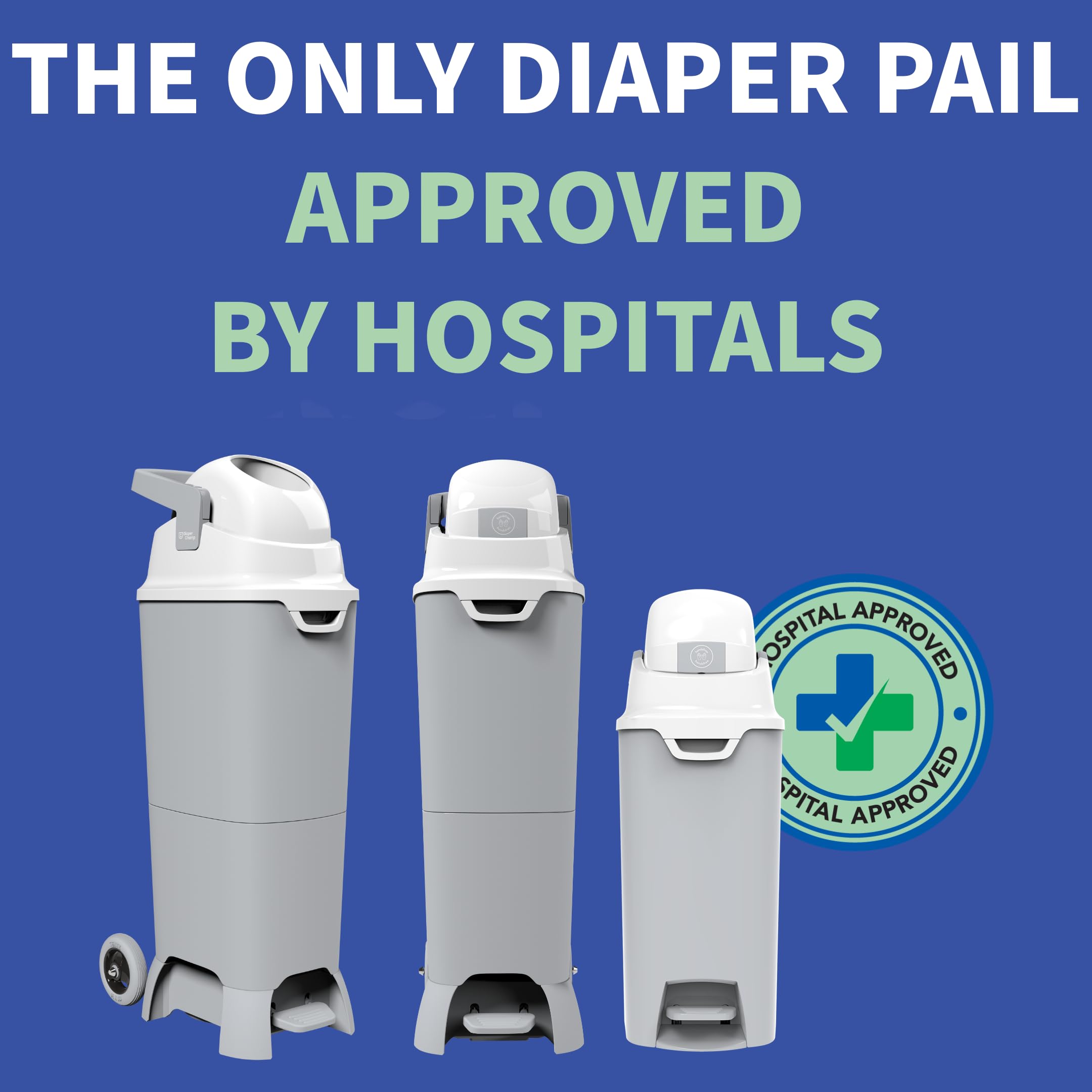 DIAPER CHAMP ONE Medium Handsfree Windeleimer mit Pedal geruchsdicht berührungslose Bedienung für normale Müllbeutel mint