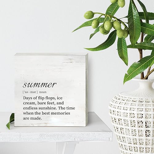 Miniatura 4 de Letrero de madera de definición de verano, decoración del hogar, caja de madera rústica de verano, placa de bloque para decoración de escritorio de