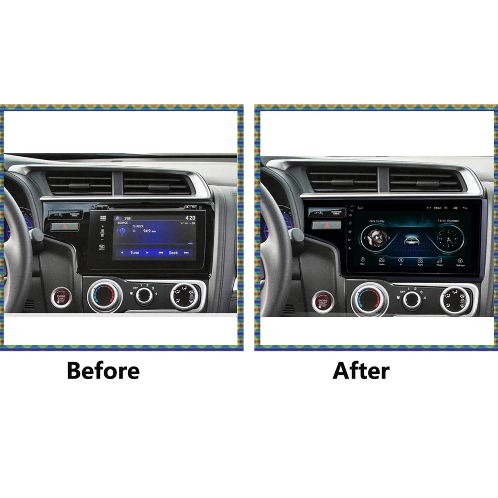Generico Autoradio con Touchscreen da 10 Pollici Android 15 per Honda Fit Jazz 2014 2015 con BT, FM, DSP, RDS, GPS, comandi al Volante, Telecamera Posteriore, Touchscreen HD, Android Auto (C1 4+64G)