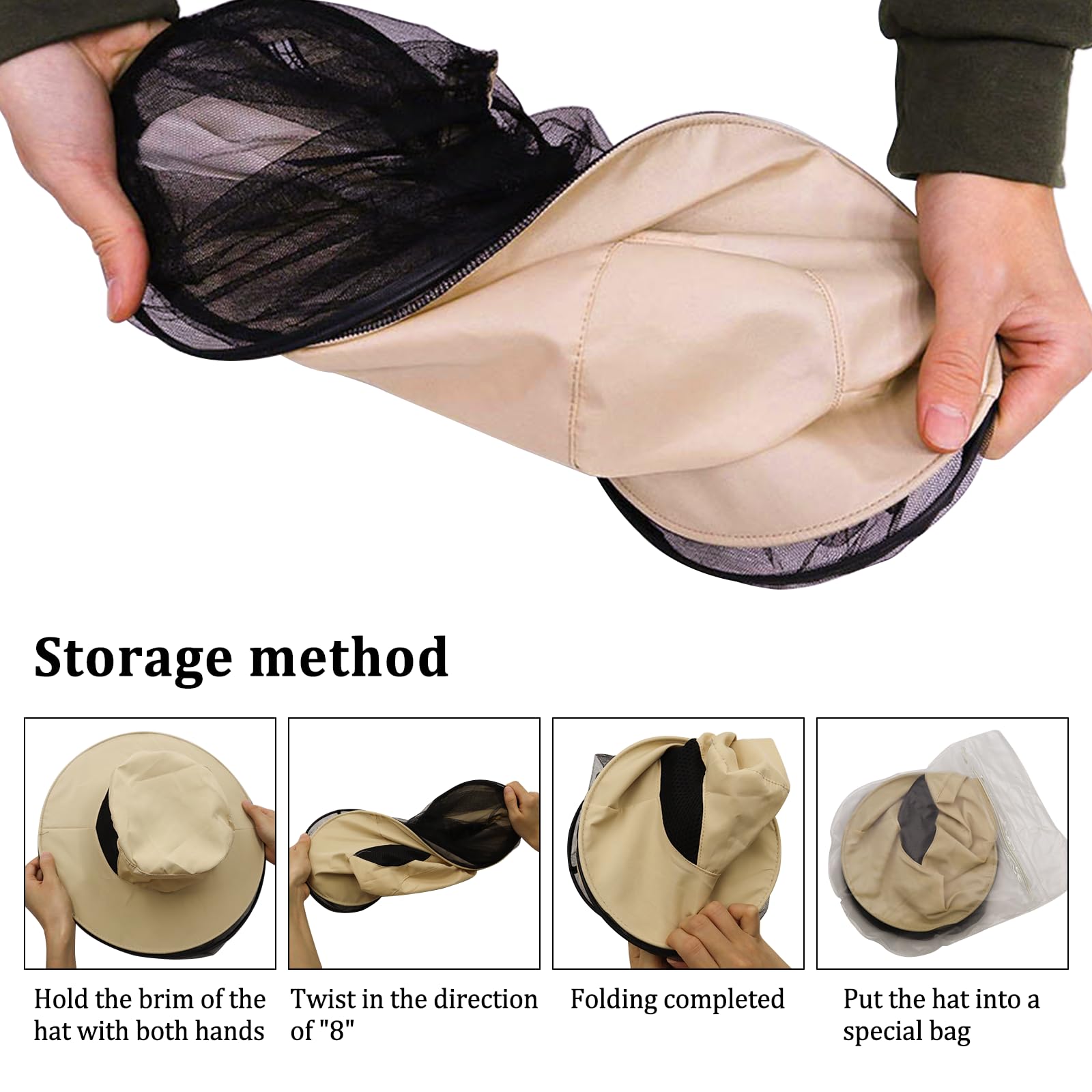 Chapeau Anti-Moustiques AOGOE Avec Voile En Maille – Protection Solaire Et Insectes – Bord Large 8,5 Cm, Corde Réglable, Pour Jardinage, Pêche, Randonnée