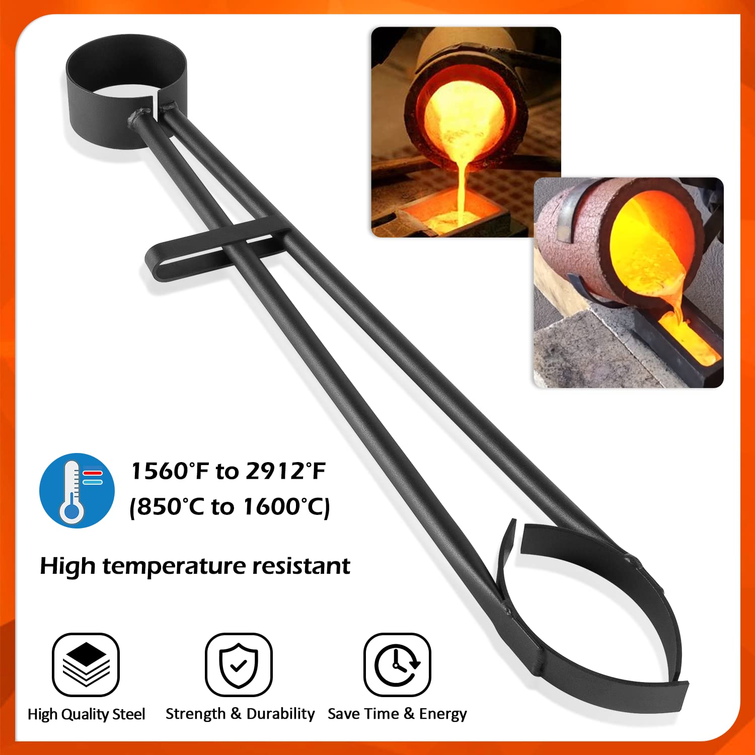 Foundry Pince à creuseter pour creusets en graphite de 66 cm pour fonte, or, argent, cuivre, métal