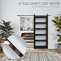 Vista 6 de BARNER HOME Puerta corrediza de granero de 72 pulgadas (doble 36 pulgadas) x 84 pulgadas, MDF, imprimada, 5 paneles de vidrio, necesita montar