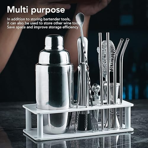 Miniatura 3 de Kit de barman con soporte, desmontable que ahorra espacio, sin olor, multiusos, de plástico, soporte para herramientas de barman, coctelera, juego