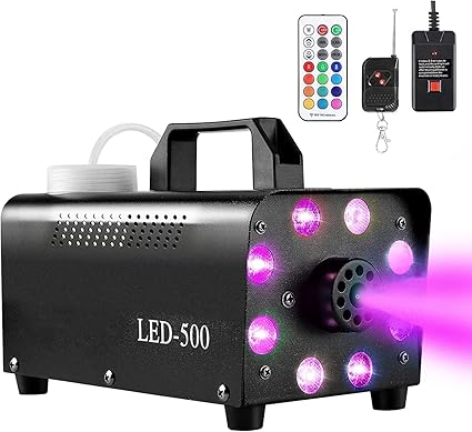 Fog Machine with 8 LED Lights,Smoke Machine with 13 Colorful LED Lights Effect,500W and 2000CFM Fog with Remote Control,Indoor, Perfect for Halloween, Party,Weddingand Stage Effect
