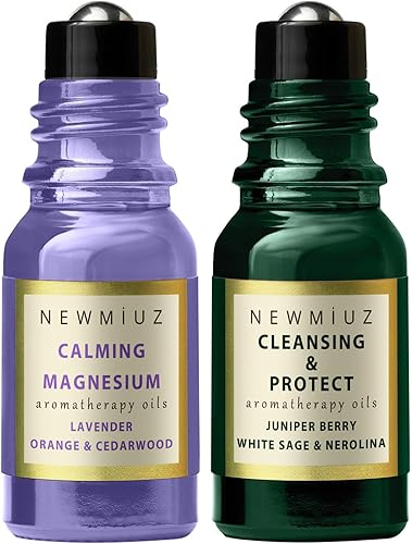 Calmante Magnesio Lavanda Naranja Cedro y Limpieza y Proteger Baya de Enebro Salvia Blanca con Nerolina, Paquete de 2