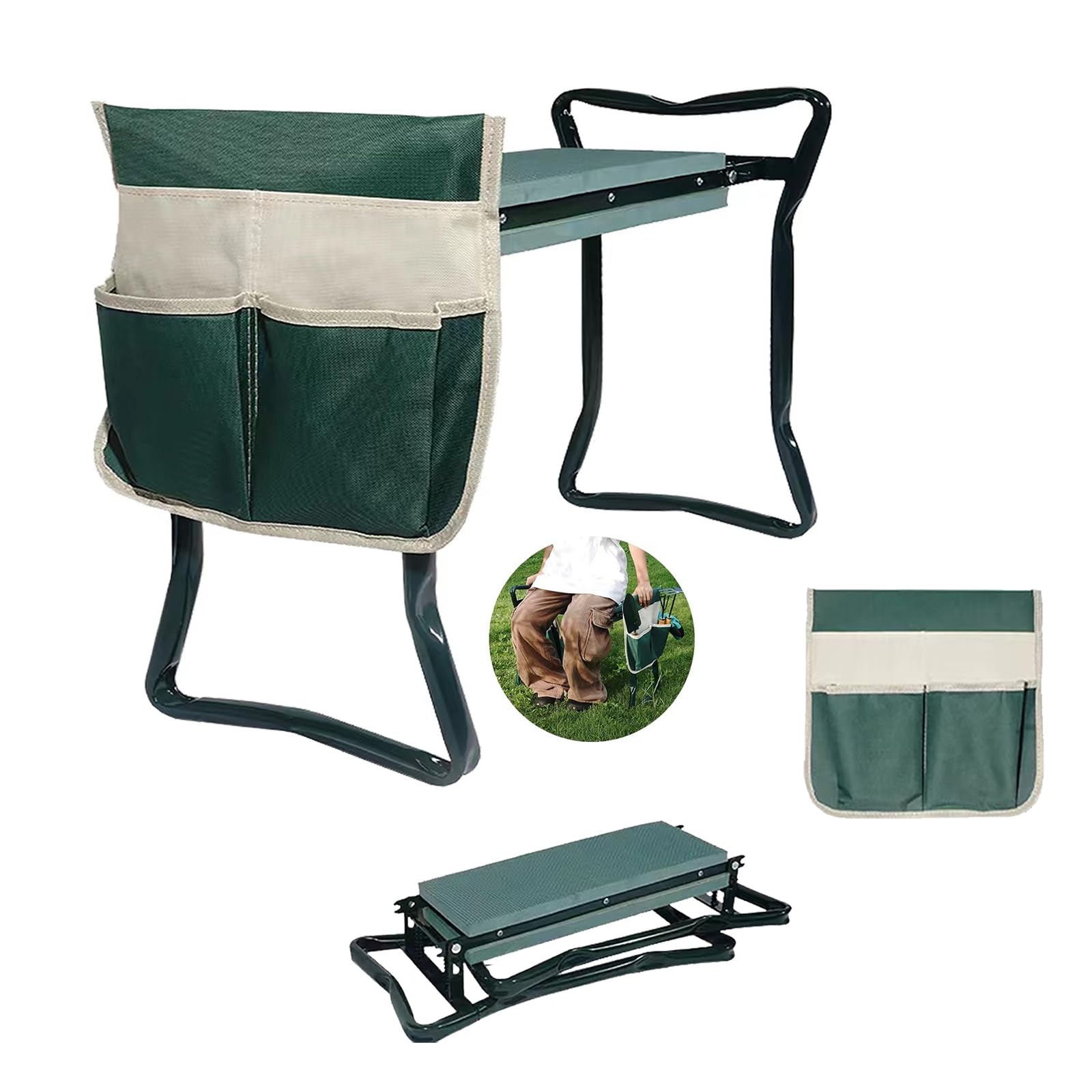 Issimober Garden Kneeler and Seat with Thicken Widen Soft Kneeling Pad，Heavy Duty Bench for Kneeling and Sitting Prevent Knee & Back Pain, with Pouch Bag, Garden Gift for Man Women, Parents