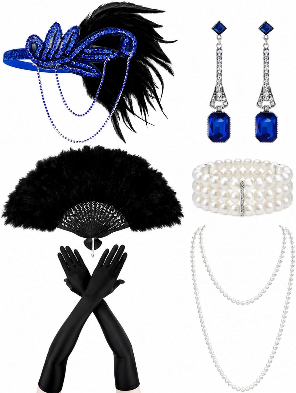 Zinniday Vintage 1920s Accessories for Women, 6 Pcs 20s Flapper Accessories Roaring 20s Theme Set for Evening Cocktail Prom