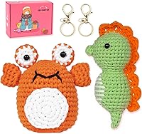 Vista 1 de yhwsymgmho Kit de ganchillo para principiantes: kit de 2 piezas de animales Amigurumi-Kit con tutoriales en video paso a paso - Kit de tejido fácil
