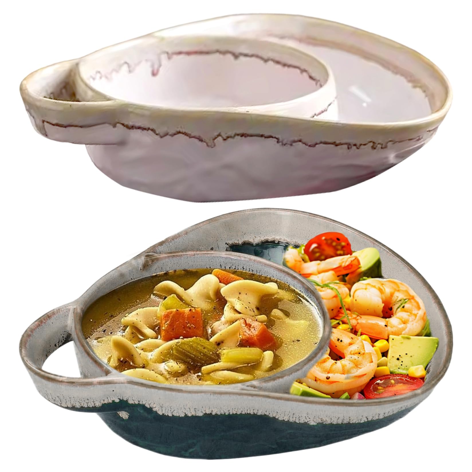 Cuencos de sopa de 2 uds, cuencos de cerámica Retro para patatas fritas y de 8x7x2 pulgadas