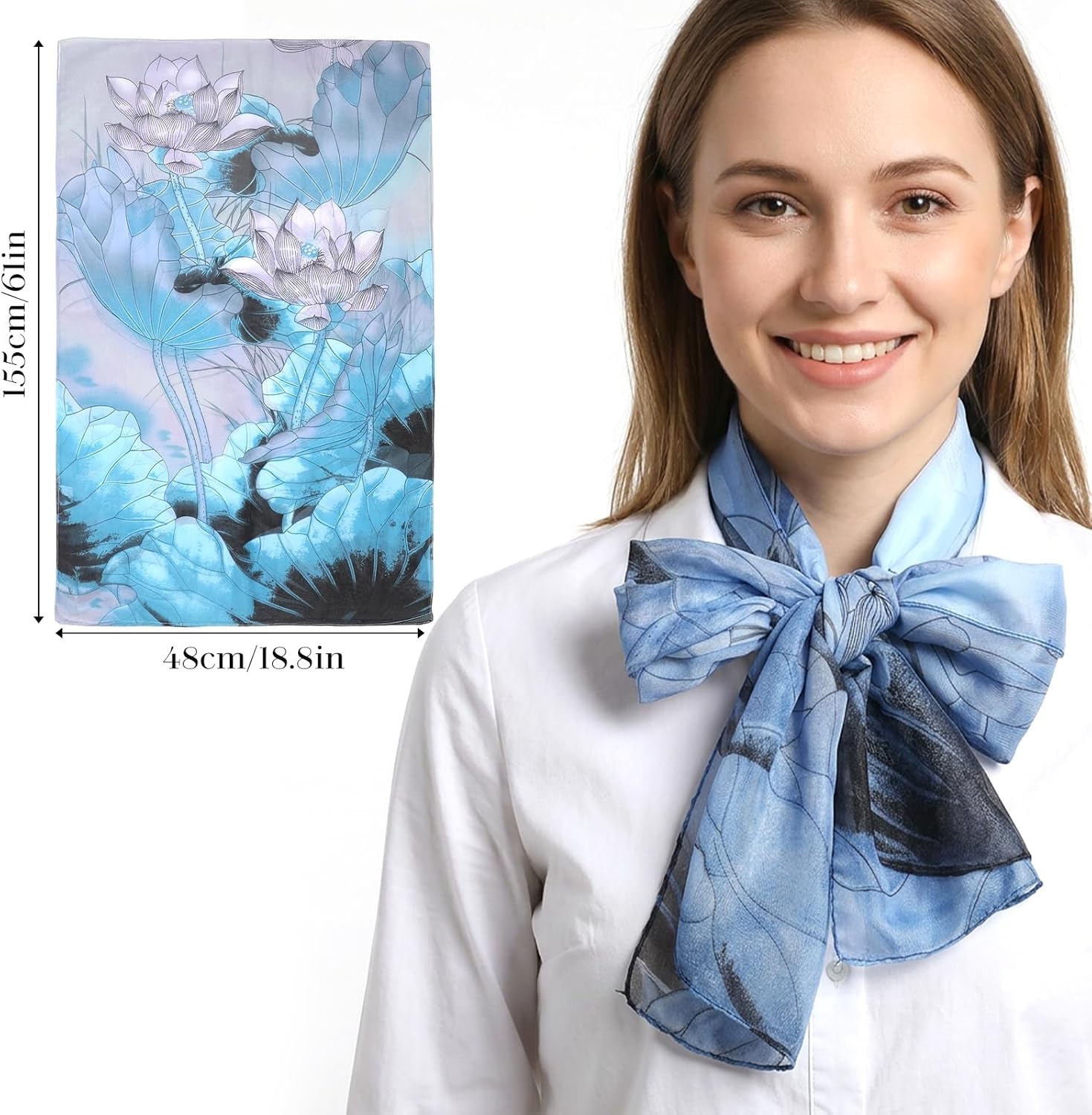 10 Pack Scarves for Women Lightweight Bulk, Chiffon Floral Print Shawls, Sheer Summer Head Scarves, Elegant Neck Wraps for All Seasons and Occasions (61 X 18.8 Inches)
