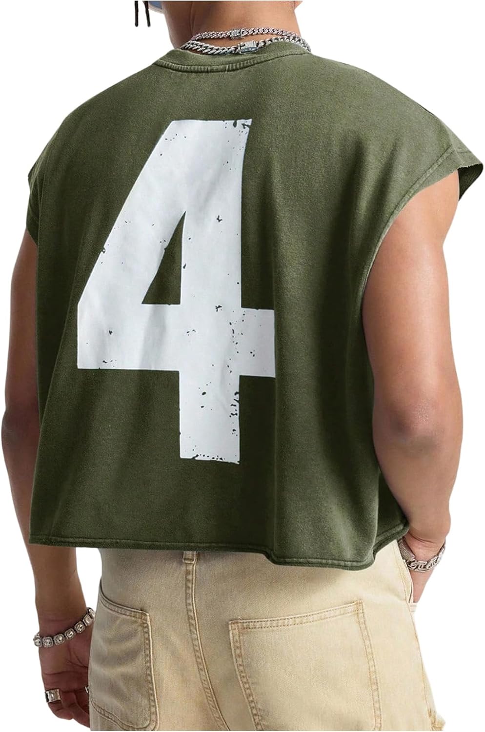 RoseSeek Men's Number Graphic Short Cap Sleeve Tank Tops Summer Crew Neck Baggy Workout Muscle T-Shirts
