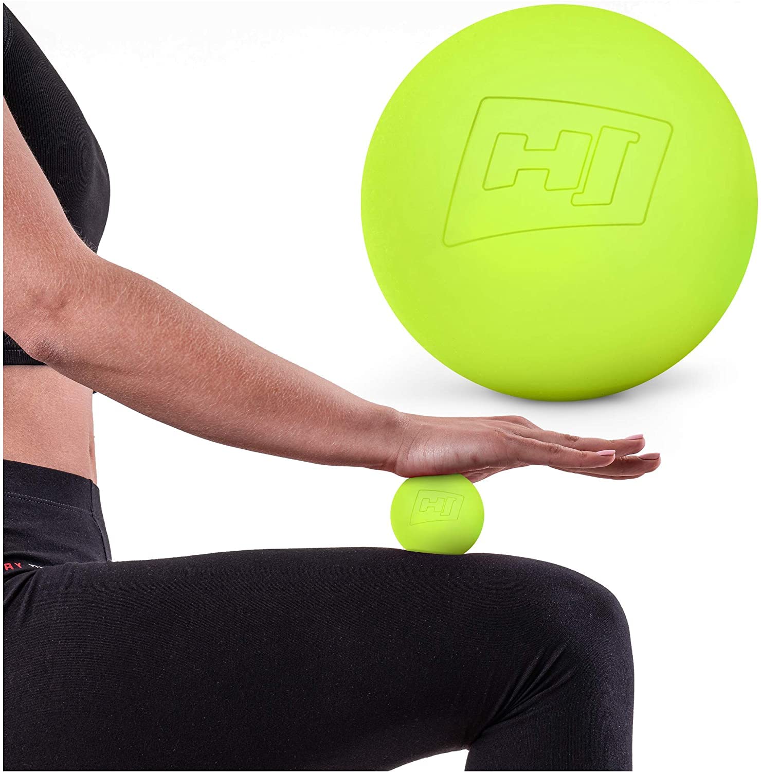 HOP-Sport® Set de 2 balles de Massages en Silicone se Compose d'une Balle de Fascia et d'une Balle Duoball avec Un Sac de Transport en Trois Couleurs