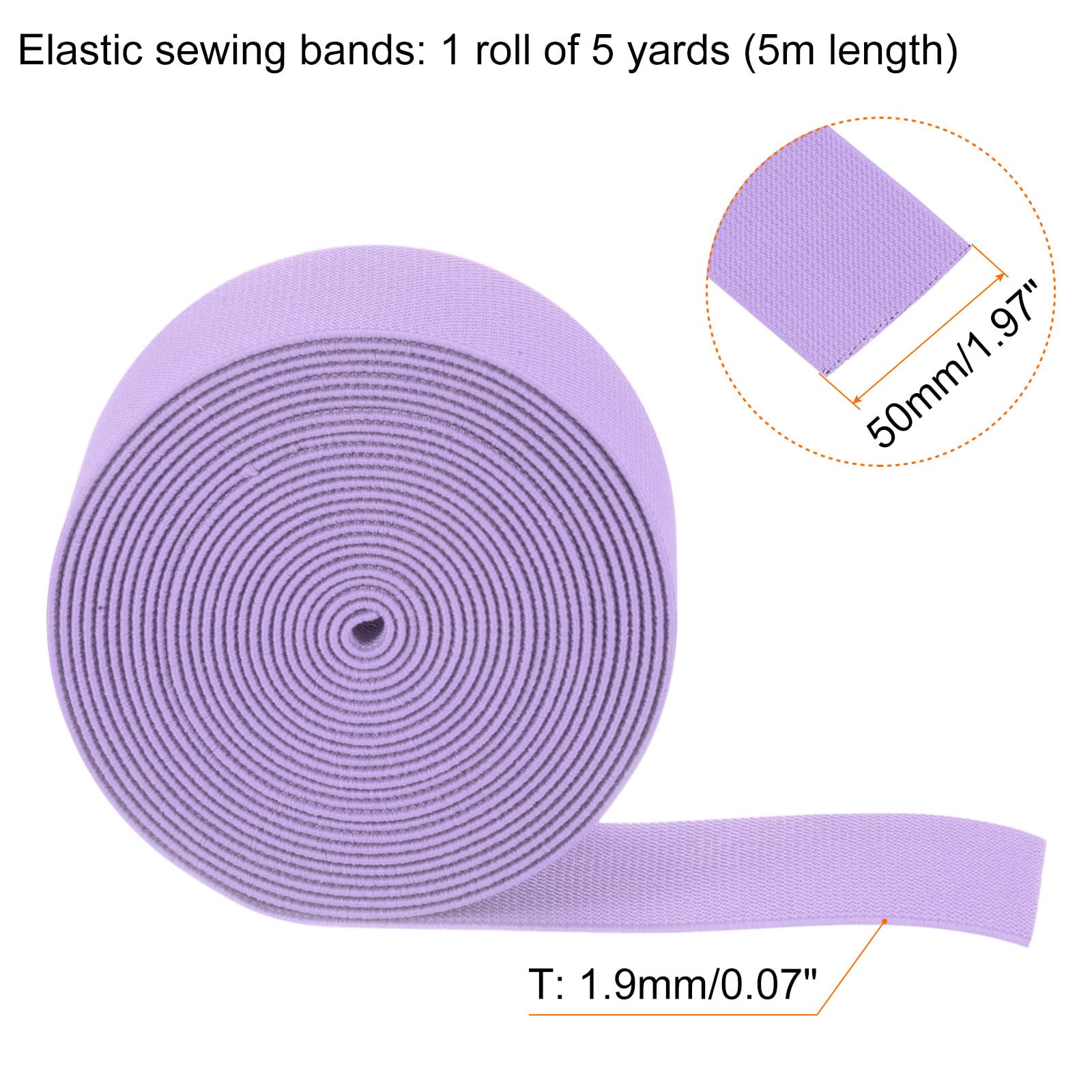 QUARKZMAN 5 Stück Gummiband 50mm Breite Gummibänder Nähen 5 Meter Lang, Hosengummi Elastisches Band Flachgestricktes Rubber Gummilitze für DIY-Projekte Kunsthandwerk Stoffe, Lila