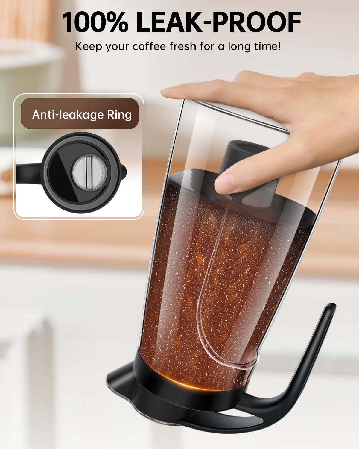 Cafetera fría de 70 onzas (71.0 fl oz), jarra Tritan sin BPA, cafetera helada y cafetera de té, 100% a prueba de fugas, filtro de malla reutilizable fácil de limpiar, color negro 4