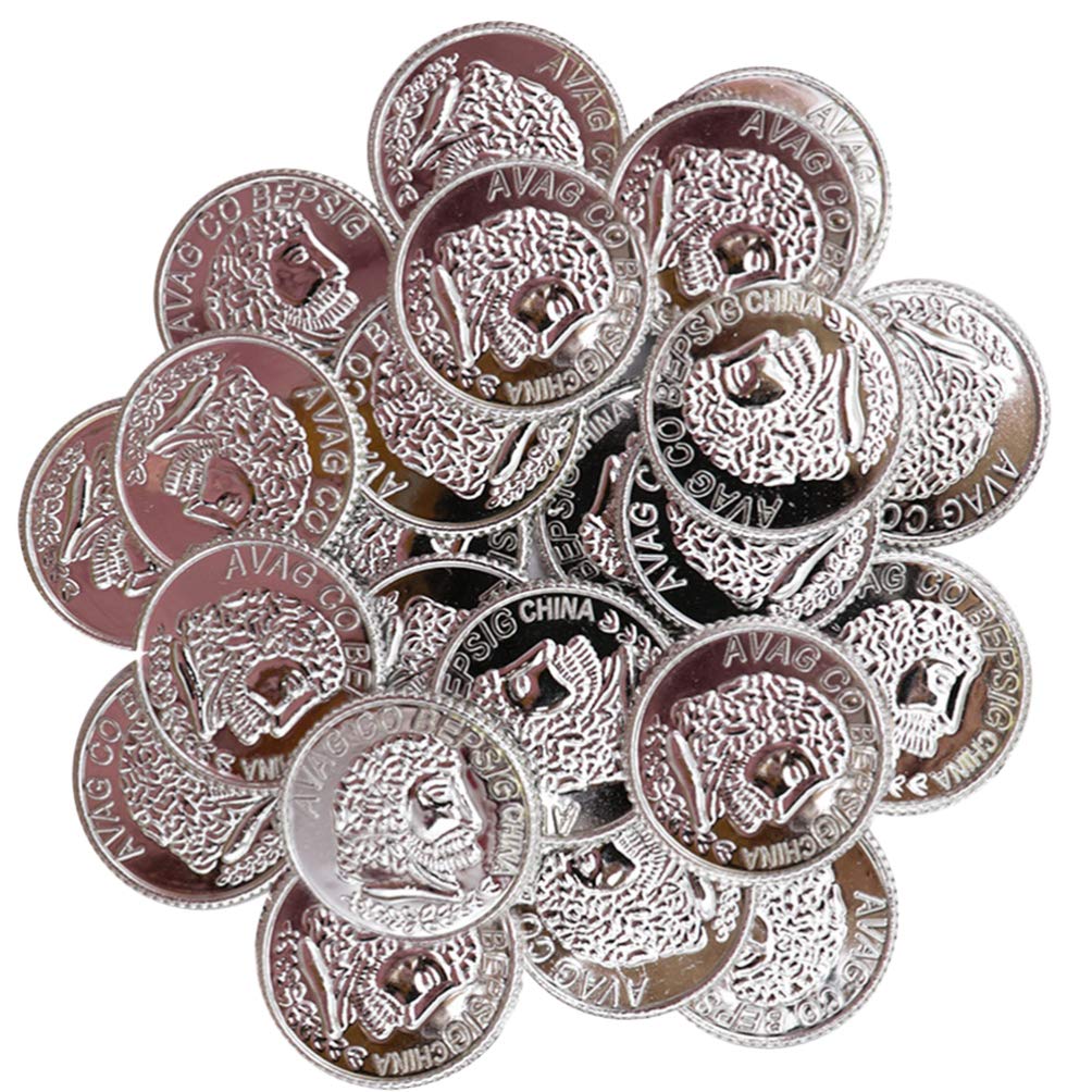Toddmomy Pirate Gold Coins Play Accessories Pack of 100 Plastic Coins Props for Children Party Birthday Decoration Creative Educational Toy