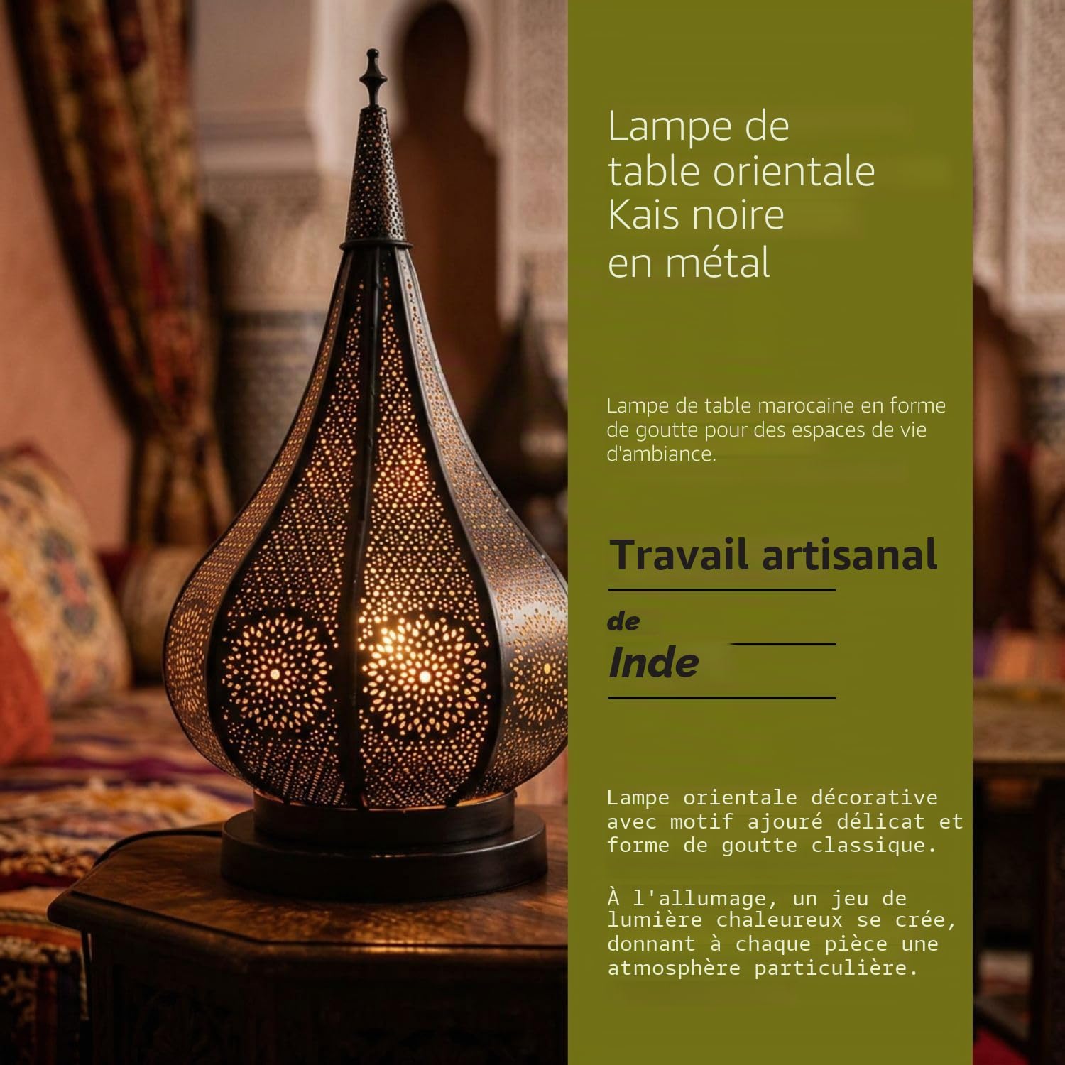 Marrakesch Lot de 2 lampes de table orientales « Kais » noires
