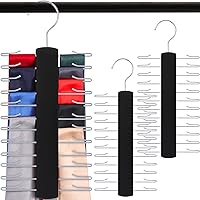 Vista 1 de Sawysine Paquete de 2 percheros de madera para corbatas y cinturones para hombres con 24 ganchos giratorios de 360 grados, accesorios para bufandas