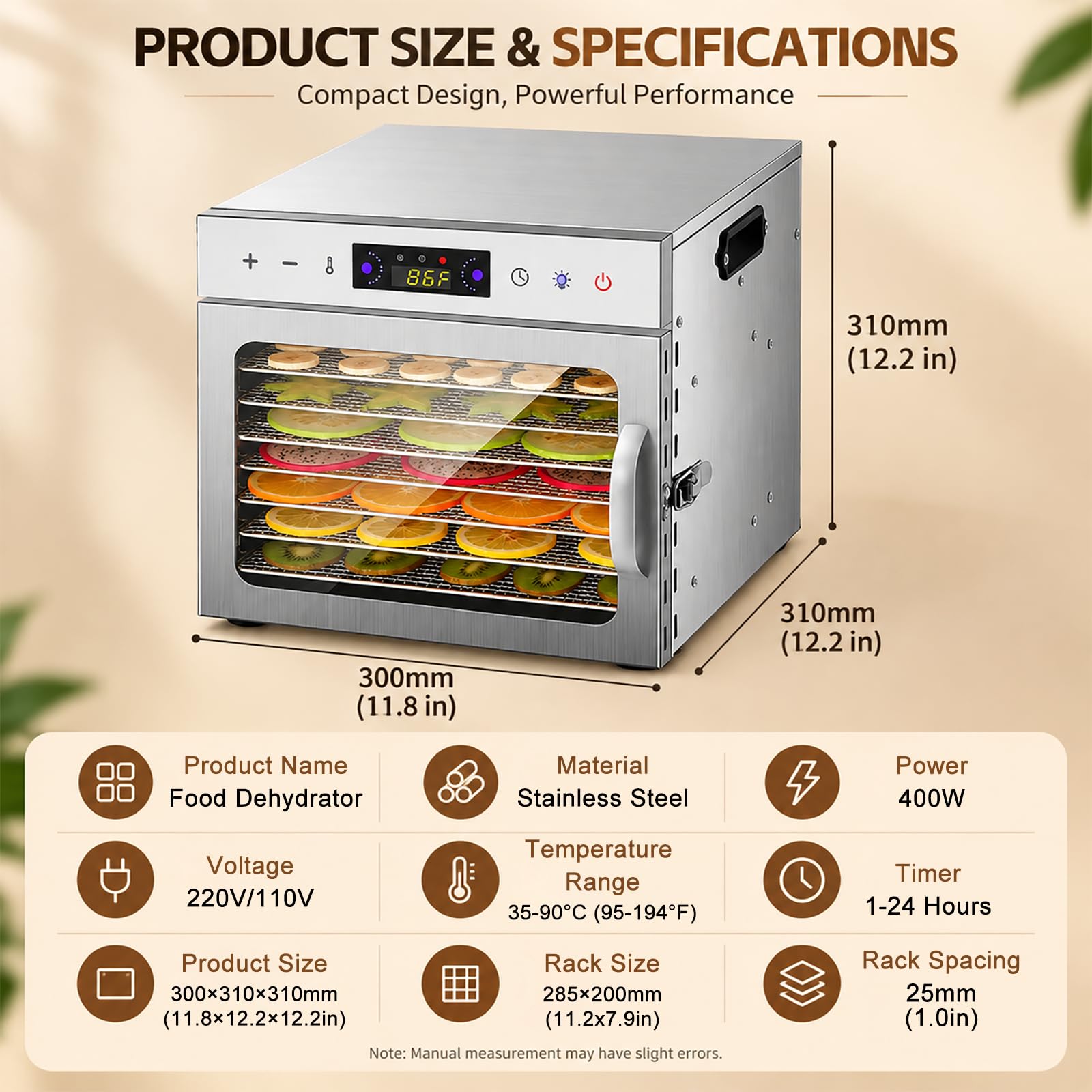 Deshidratador de Alimentos Profesional 400W