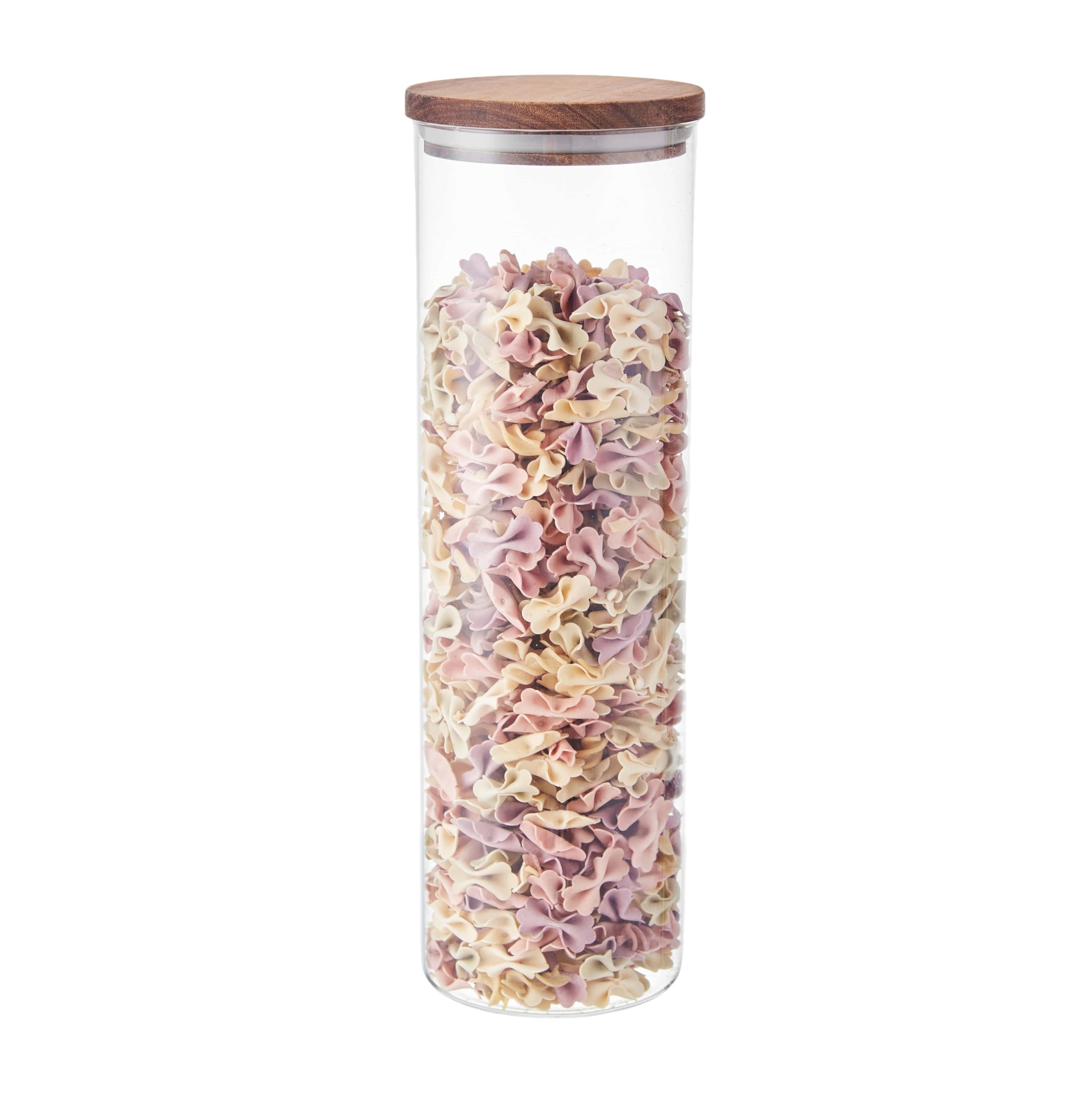 Eden & Willow Transparent Glass Kitchen Storage Canister Jars With Airtight Acacia Wooden Lids | Borosilicate Glass Food Storage Containers For Kitchen Pantry Organisation (1, 2L)