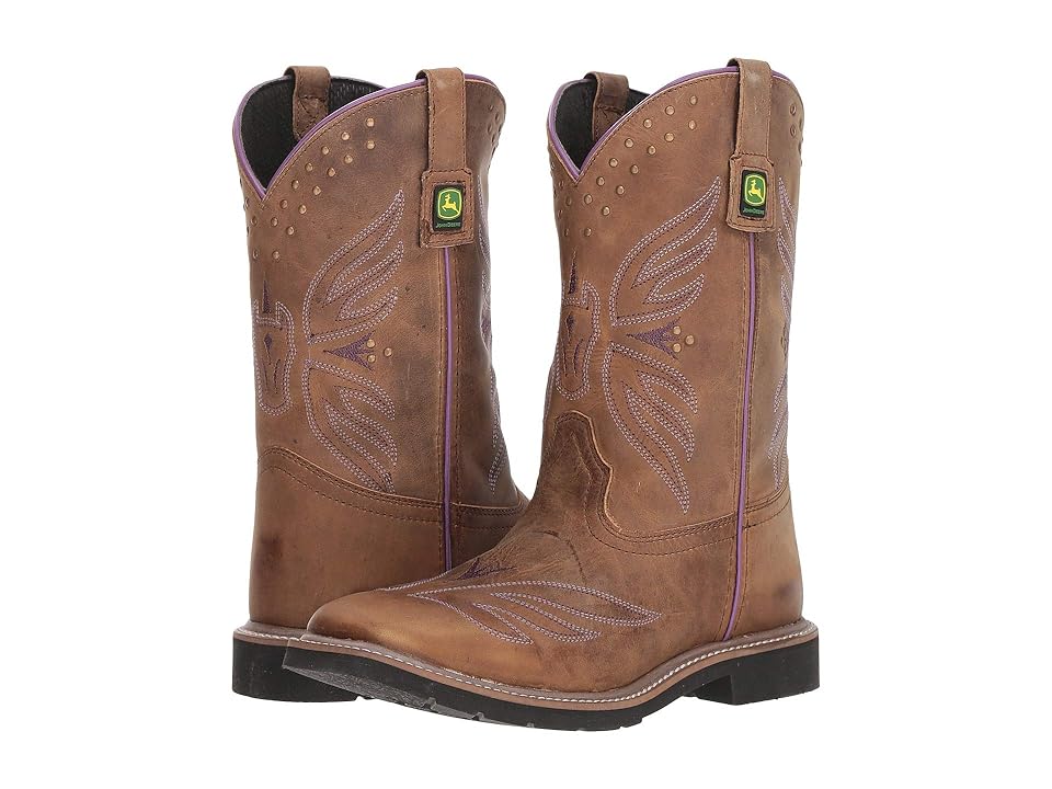 

John Deere Everyday Broad Square Toe (Toddler) (Tan Distressed) Women's Work Boots