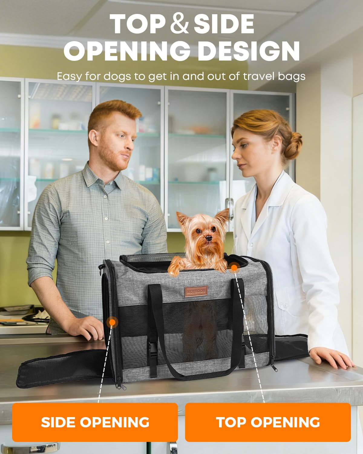 Large Cat Dog Carrier for Pet Up to 20 Lb - 20×13×13 in, Top & Side Entry, Foldable, Soft-Sided Pet Carrier with Ventilated Anti-Scratch Mesh & Car Seat Buckle for Car, Travel and Vet – Grey - image 6