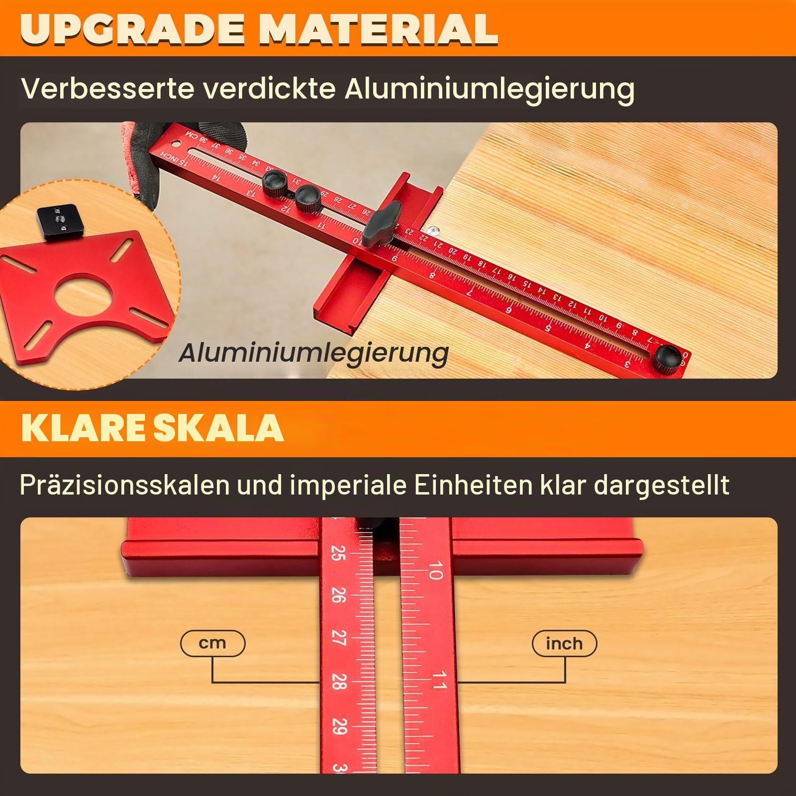 Multifunktionale 4-in-1-Fräsrillenhalterung, Aluminiumlegierung, verstellbare Fräs-Werkzeug, Kreisvorrichtung, Schneidführung für Holzbearbeitung (Verlängerung)