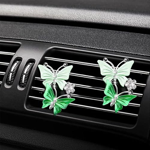 Miniatura 3 de 1 pieza de clips para ventilación de aire de coche, lindo clip de ventilación de coche con diamantes de imitación de mariposa doble, difusor de